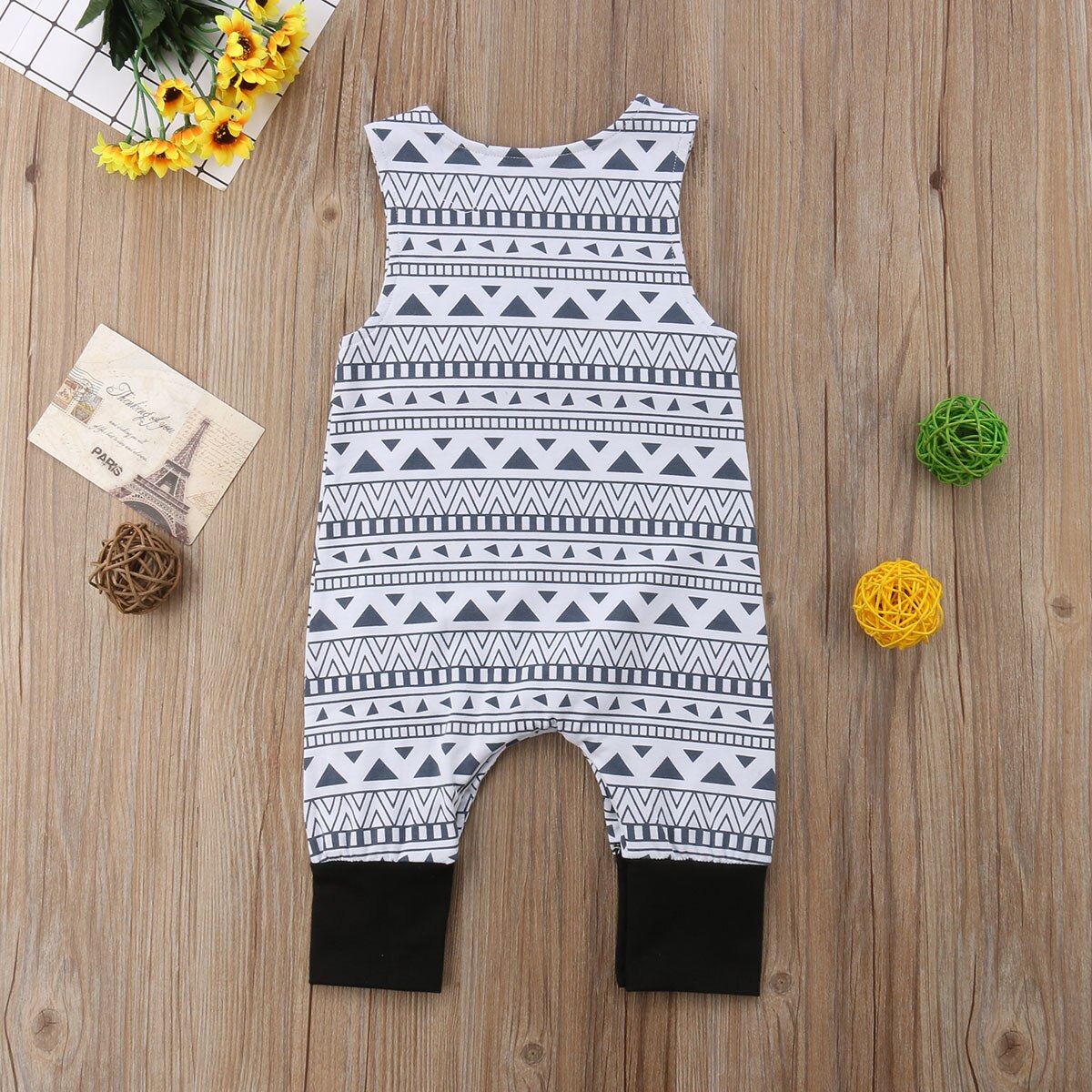 Pasgeboren Baby Jongens Meisjes Geometic Katoen Romper Jumpsuit Outfits Mouwloze Kleding