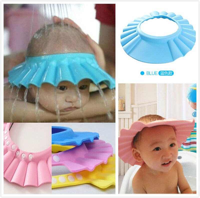 Gorro de champú ajustable para bebé, gorro de ducha de baño seguro, protector para el cabello para niños, gorros divertidos elásticos ajustables de 37-42cm