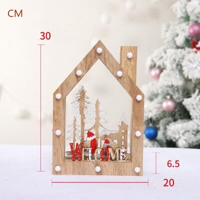 Julepynt glødende små xmas sne hus træbelysning hytter juletræ desktop ornamenter: -en