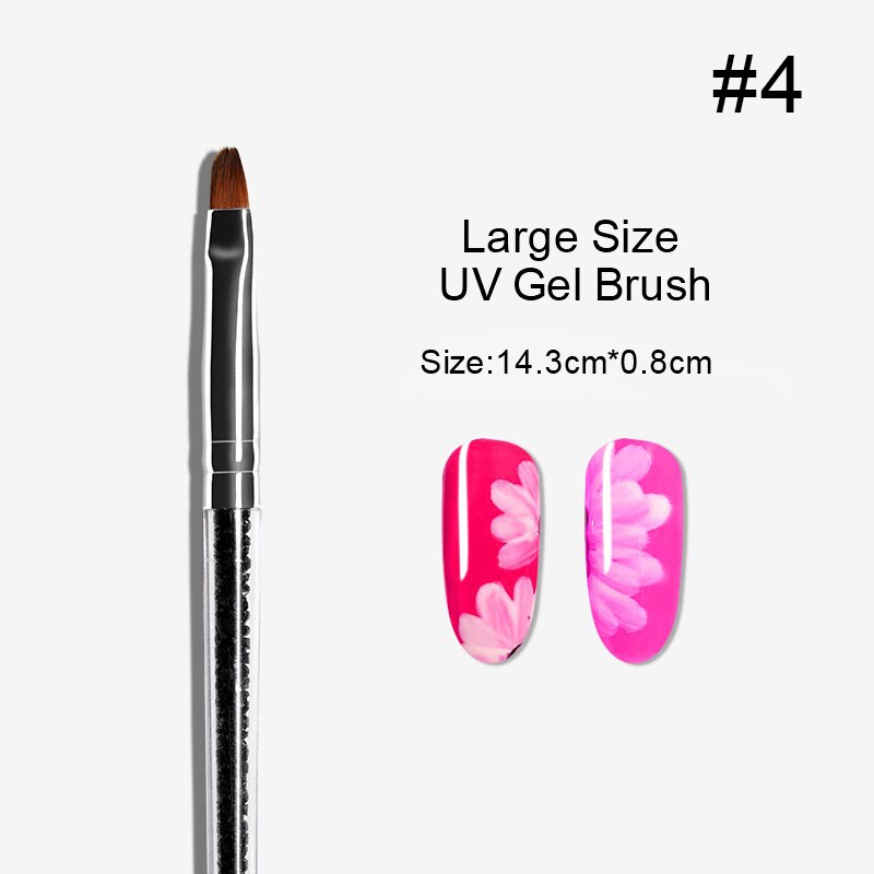 Pincel para delinear uñas, Pinceles para pintar uñas, con diamantes de imitación, nailon, mango acrílico, herramienta de diseños DIY, 1 unidad: 04