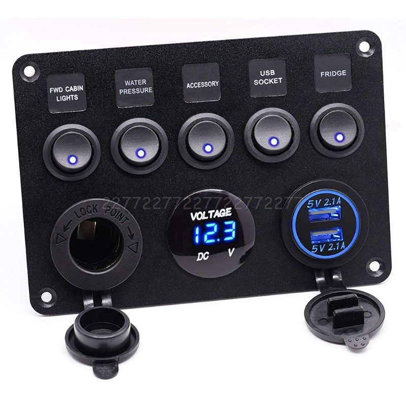 12-24V Cat-eye commutateur panneau combiné avec boîte à fusibles Protection voltmètre prise de courant double USB chargeur de voiture S18 19 directe