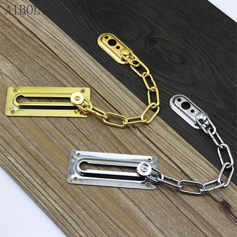 Stainless Steel Door Safety Lock Guard Chain Security Bolt Locks Cabinet Latch DIY Home Hotel Office Security Tools Gold Silver