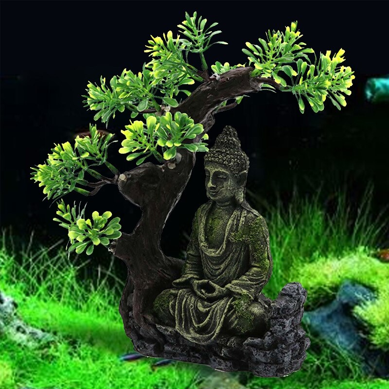 Ancient Buddhism Statue in Zen Fish Tank Landscaping Ornament Simulation Crafts Aquarium Decorations Fish Hiding Place Decor C42