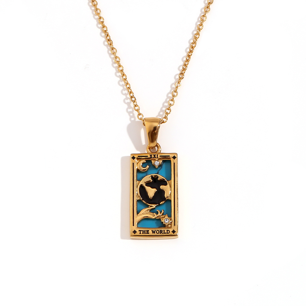 MamacitaSlay en Populry colgante Rectangular amantes de la emperatriz mago Tarot collar de acero inoxidable impermeable para mujeres: PLATEADO