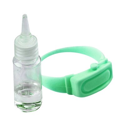 Silikonarmband handdispenser sanitizer dispensering bärbar dispenser pumpar desinficera armband hand handledsband med flaska: Ljusgrön