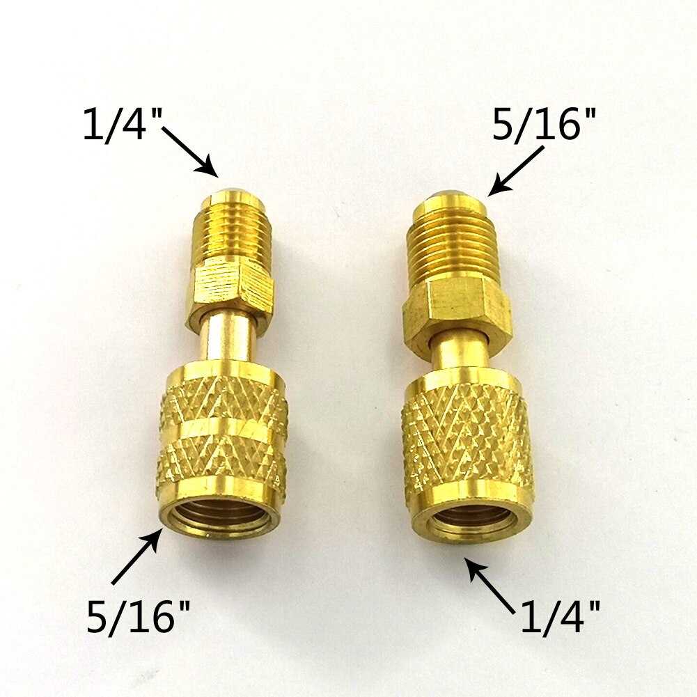 2 Stuks Messing Koelmiddel R134a R410A Adapter Vrouwelijke Mannelijke 5/16 ''Sae Snelkoppelingen Tot 1/4'' Sae Flare 5/16 tot 1/4 ''Sae Aansluiting