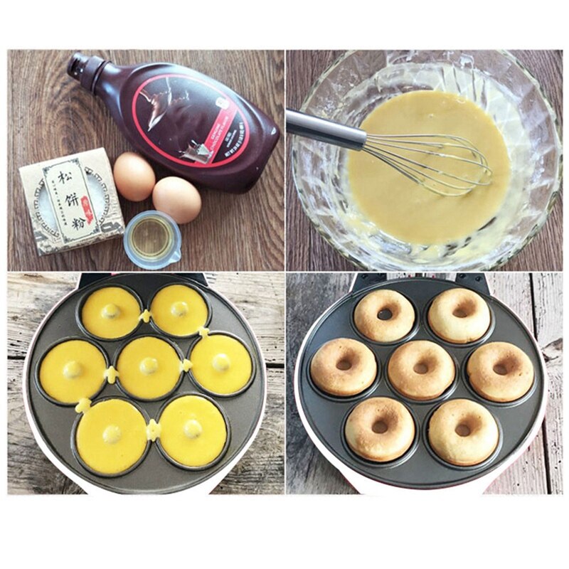 Home DIY Donut Maker Doughnut Machine Party Dessert Bakeware Electric Baking Pan Non-Stick Double-Sided Heating EU Plug