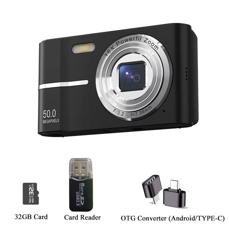 Xiaomi Mini 4K Digital Camera 50MP 16X Child Camera Outdoor Anti-Shake Digital Camera Flash Light Video Recorder Small Camcorder: Blue