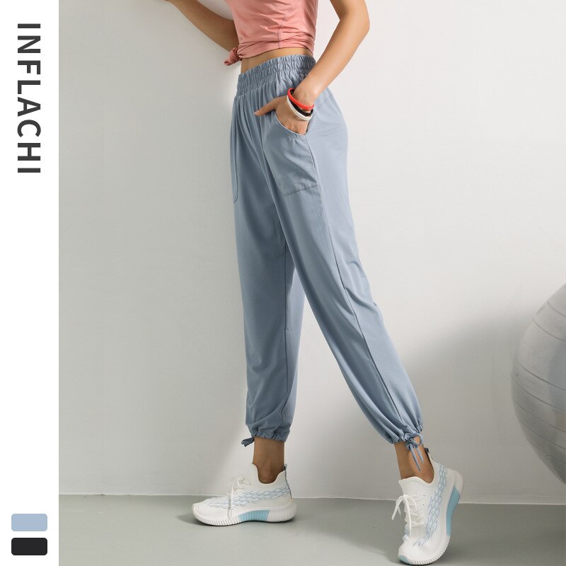 Novo solto sweatpants feminino magro correndo calças de fitness verão secagem rápida calças cortadas