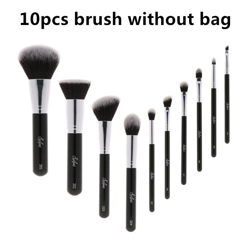 Sylyne Make-Up Borstel Set 10 Stuks Professionele Make-Up Kwasten Classic Black Foundation Make Up Brush Kit Tools.: 1 set