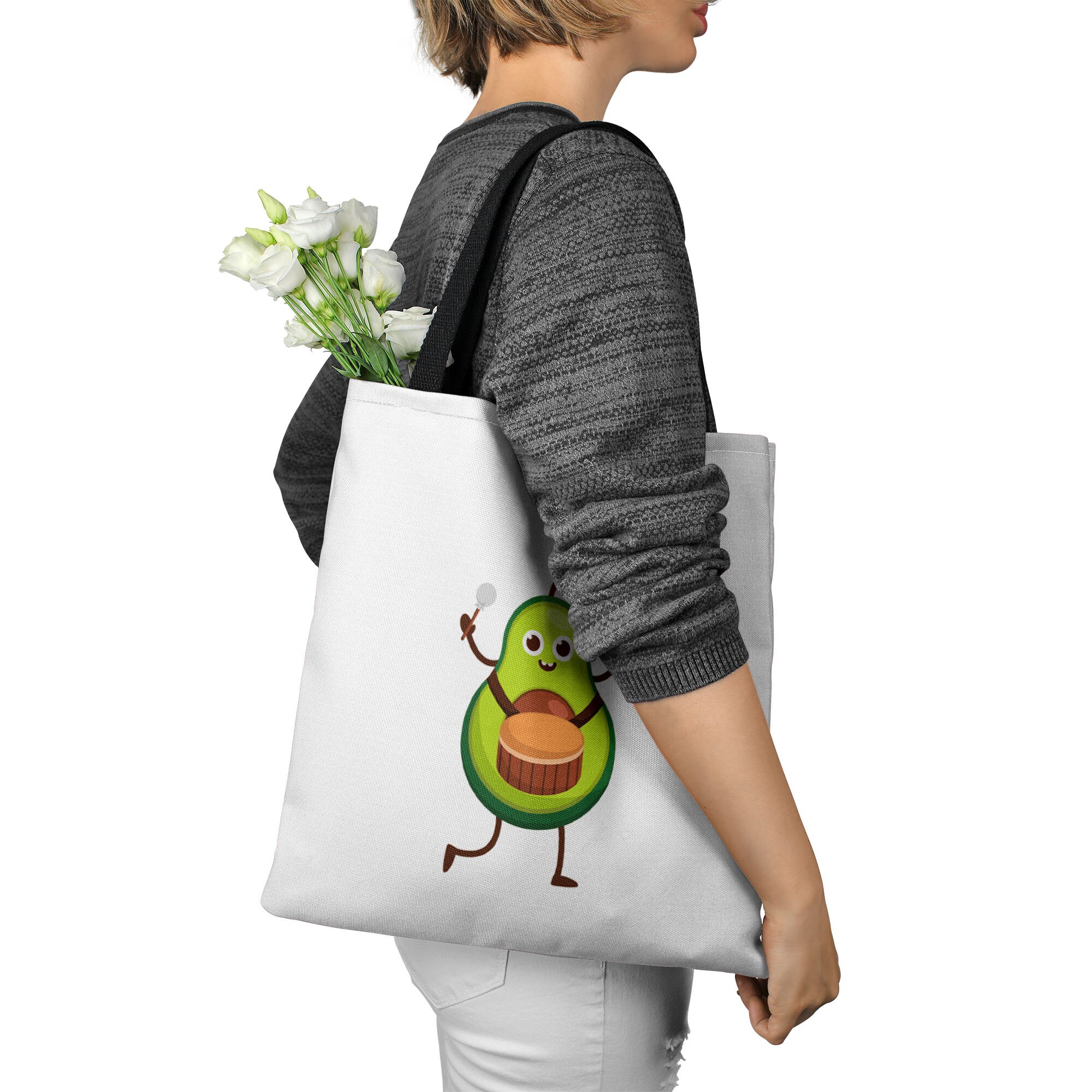 Borsa a tracolla in tela di moda per donna borsa a tracolla per scuola femminile con motivo 3d Avocado ingrandito spesso Unisex