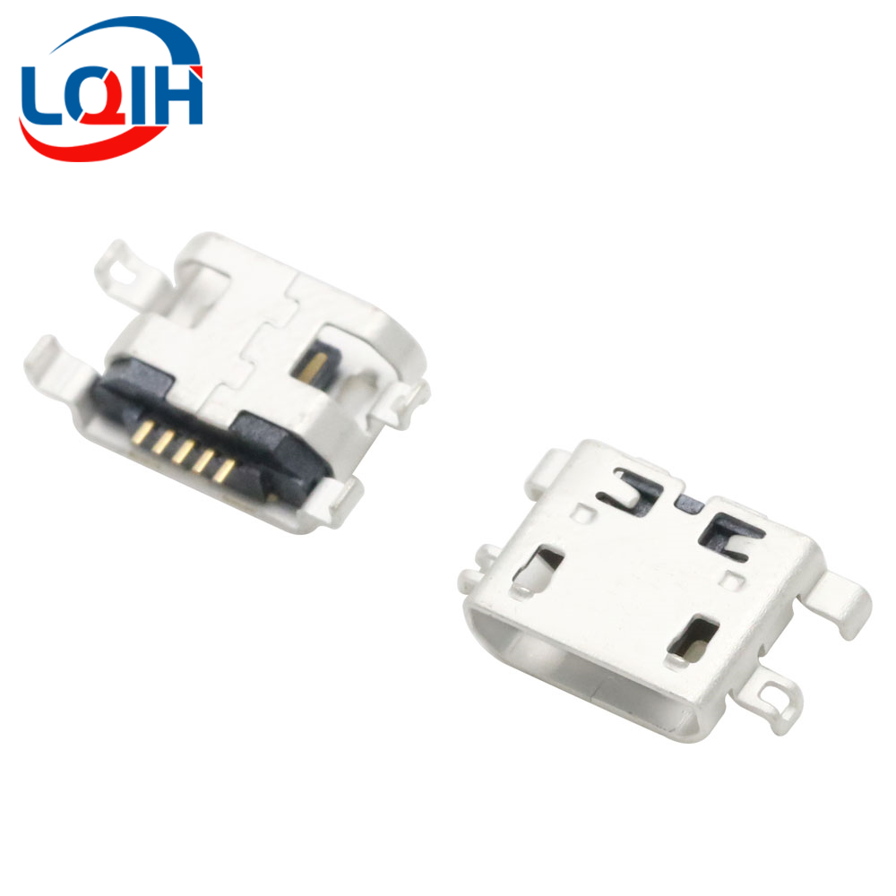 Conector Micro USB 2 de 5 pines, conector hembra DIP SMD para teléfono, tabletas, altavoces, etc., puerto de carga, enchufe de alimentación v8, 10 Uds.: Negro