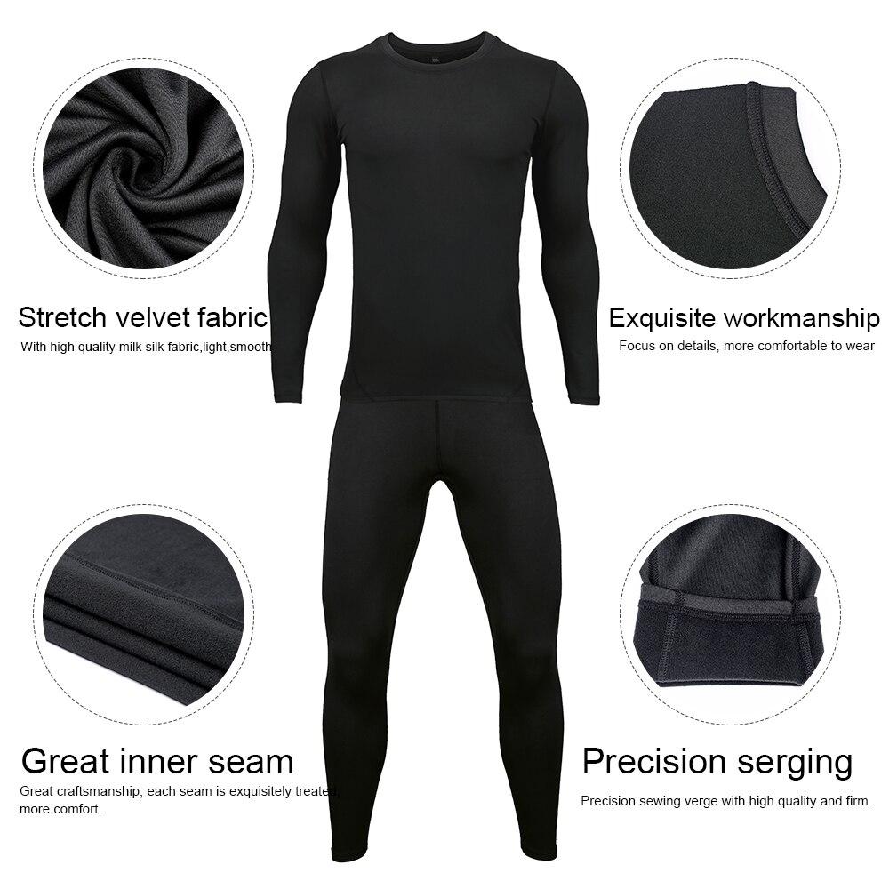 Men Winter Thermal Underwear Sets Fleece lined Warm Stretch Tight Compression Base Layers Tops Bottoms Suits Clothes Long Johns