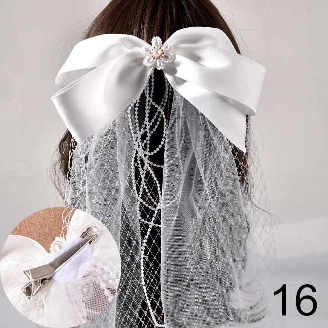 White Face Veils Bridal Big Bowknot Headband Net Birdcage Veil Charming Wedding Party Hair Accessories Fascinator: 16