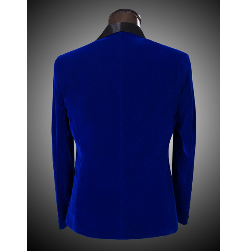 Männer Anzug königlich Blau Burgund Samt Blazer schlank passen eins Taste Bräutigam Rauchen Kostüm Herren Abendessen Jacke Formale Geschäft Blazer