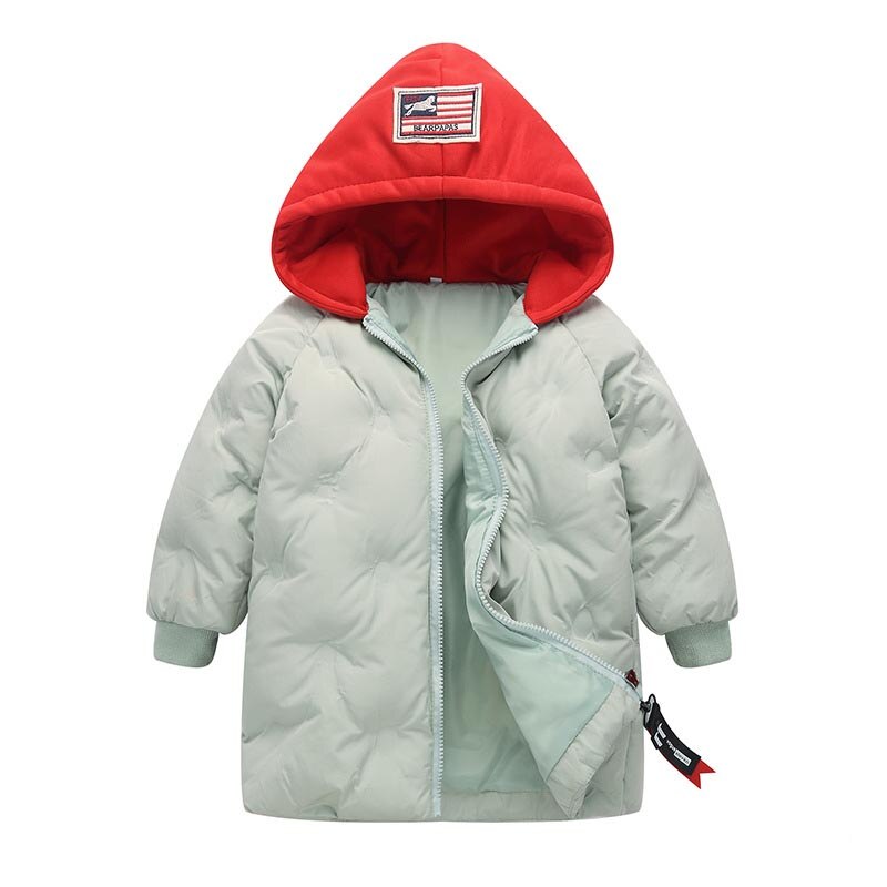 Winter kinderen dons & parka's 3-10y jongens meisjes dikke warme bovenkleding winddichte capuchon jas of kinder winterjas rood zwart