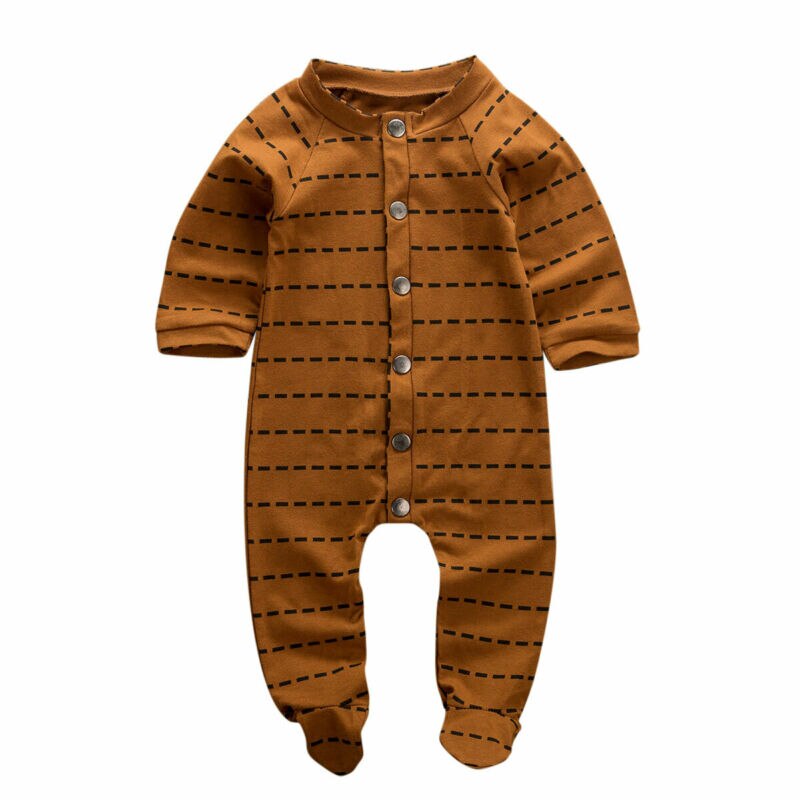 0-6M Infant Baby Boy Girl Stripe Romper Footies Jumpsuit Playsuit Outfits Clothes