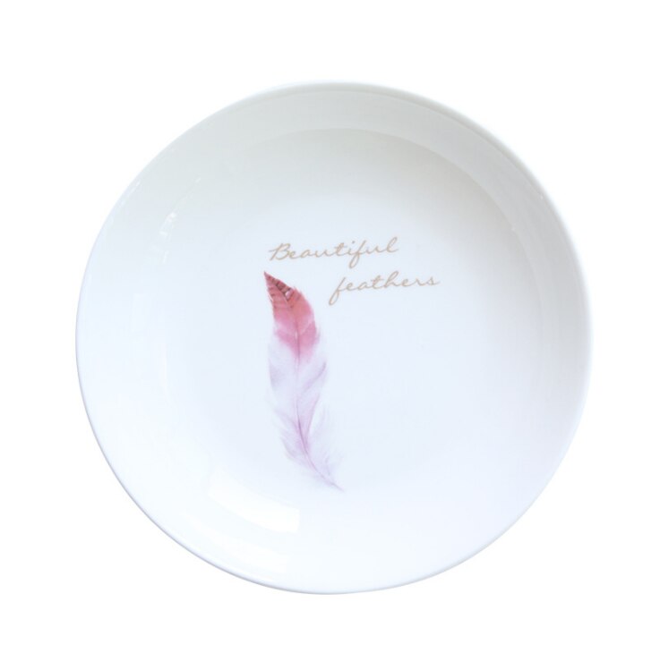 de plumas de platos domésticos estilo minimalista nórdico plato redondo suministros de cocina casera: 3