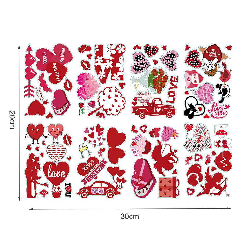 8 Stks/set Verwijderbare Auto Stickers Pvc Waterdicht Duurzaam Lijm-Gratis Elektrostatische Hart Figuur Decal Home Decoratie