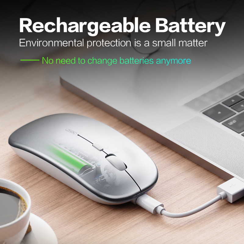 INPHIC M1Profi Kabellose Maus, wiederaufladbare leise Maus, kabellose Bluetooth-Maus mit drei Modi, Leistungsanzeige + Typ-C-Aufladung