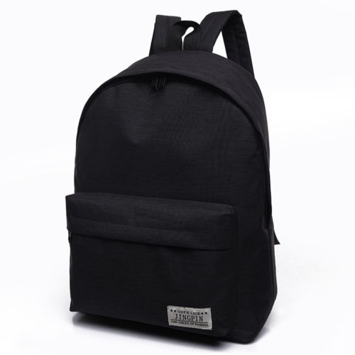 Mochila de lona para hombres y mujeres, bolsos de escuela secundaria universitarios para chicos, mochilas de viaje para ordenador portátil para chicas, mochilas para niños: Black