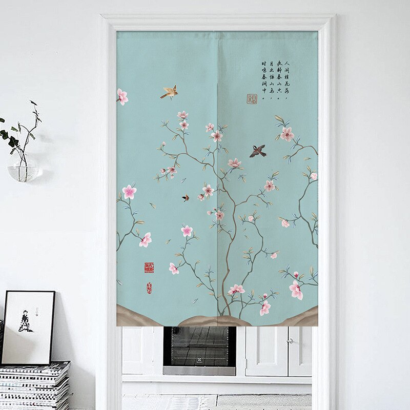 Chinese Bloem En Vogel Deur Gordijn Woonkamer Slaapkamer Half Gordijn Noren Japanse Gordijn Entree Feng Shui Deur Gordijn: 3 / 85x120cm