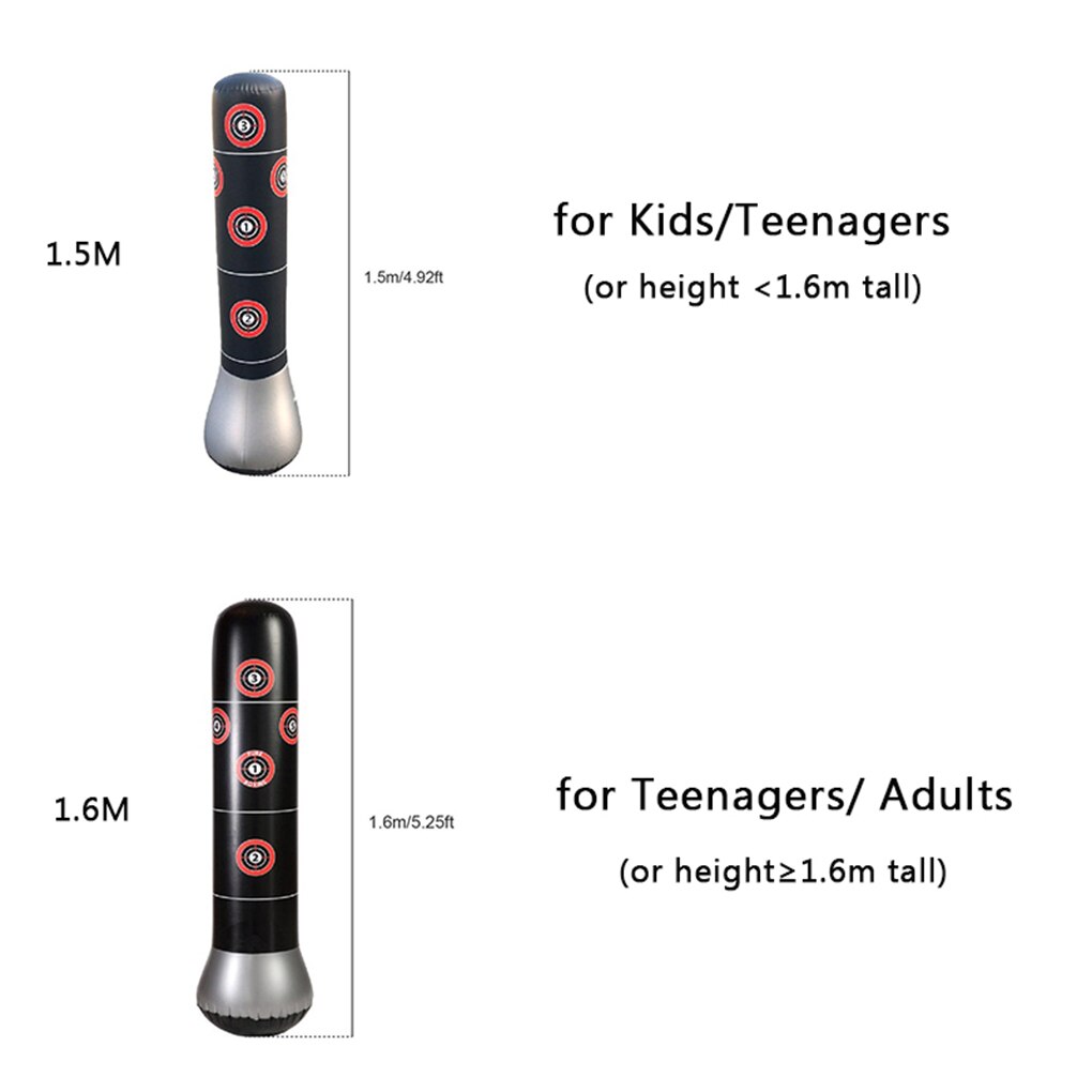 150/160cm Boxing Punching Bag Inflatable Free-Stand Tumbler Training Pressure Relief Bounce Back Sandbag