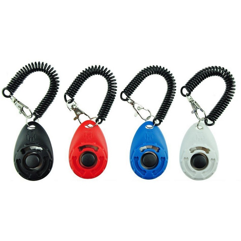 4PCS Pet Puppy Bird Cat Dog Button Click Clicker Training Obedience Aid + Wrist Strap Light Weight