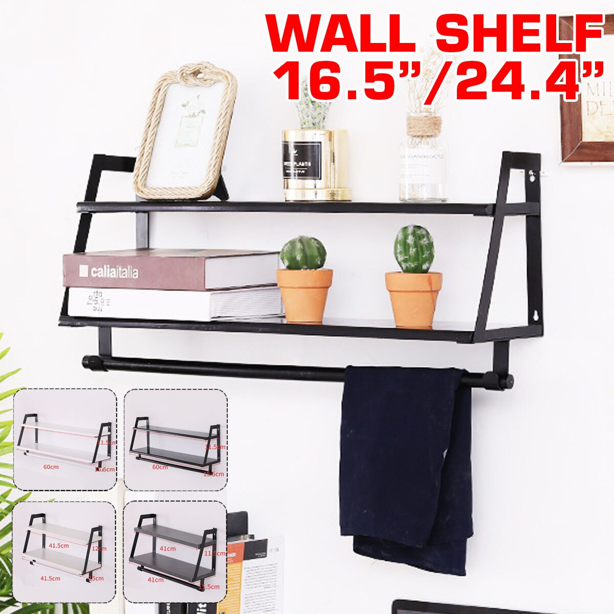 Matte Black Towel Rack Bathroom Shower Towel Holder Aluminum Wall Mounted Towel Bar Hanger Storage Shelf