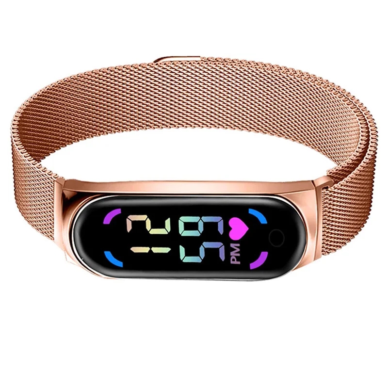 LED Women Watch Magnetic Watchband Strap Waterproof Touch Feminine Clock Digital Wristwatches