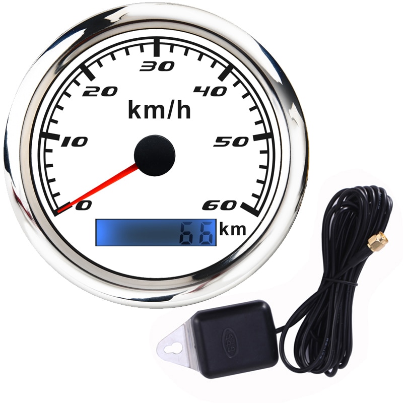 60 km/h GPS Speedometer Odometer 85mm Speed Gauge 120km/h 200km/h With GPS Antenna For Marine Boat Car ATV Truck Red Backlight