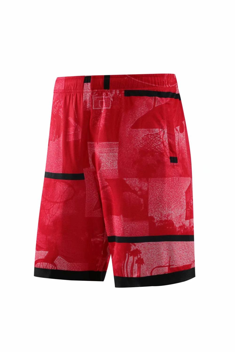 Basketballshorts pustende sport løpeshorts utendørs sport Fitness korte bukser løs strandshorts glidelåslomme: 701 røde shorts / Asiatisk størrelse 4xl