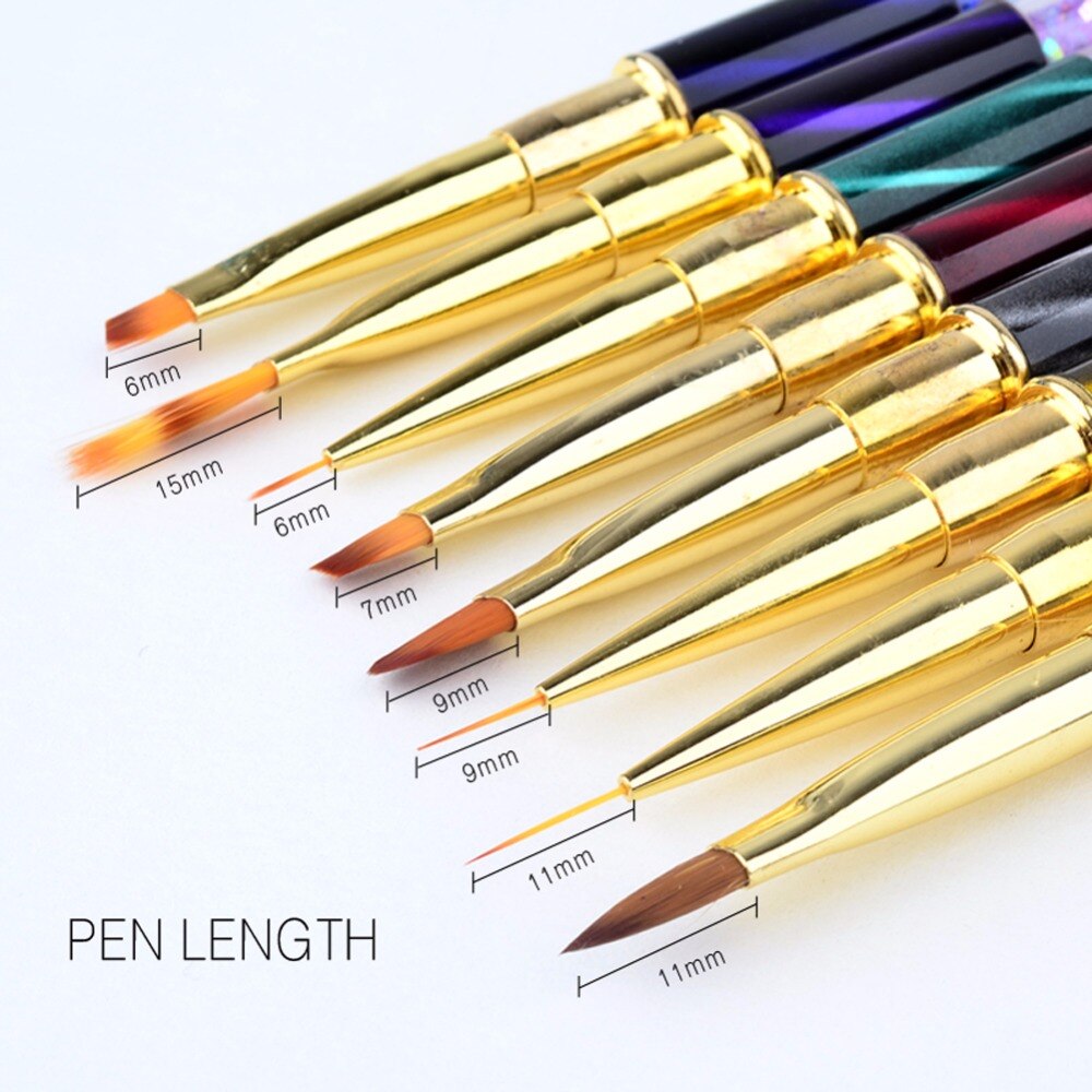 pincel de dibujo gradiente para uñas, diamantes de imitación, Ojo de gato, 1 Uds., pinceles planos para pintar, herramientas para esmaltado de uñas en Gel UV DIY