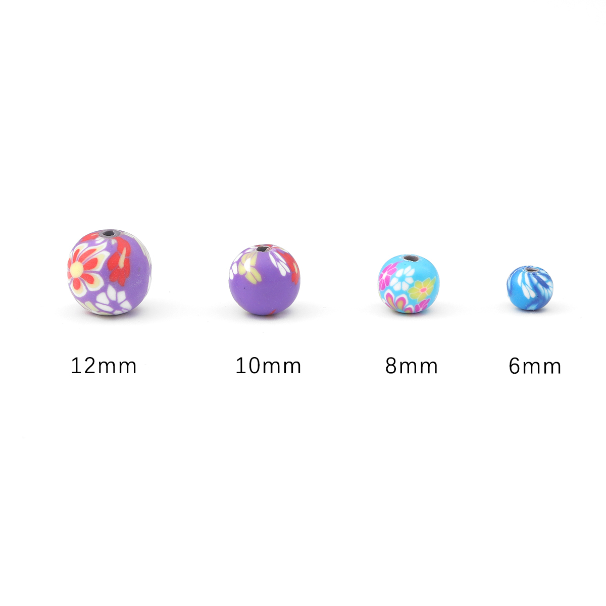Cuentas de arcilla polimérica de colores para fabricación de pulseras, abalorios redondos para manualidades, abalorios sueltos a granel de varios patrones, hechos a mano, 50 piezas, 6/8/10/12mm