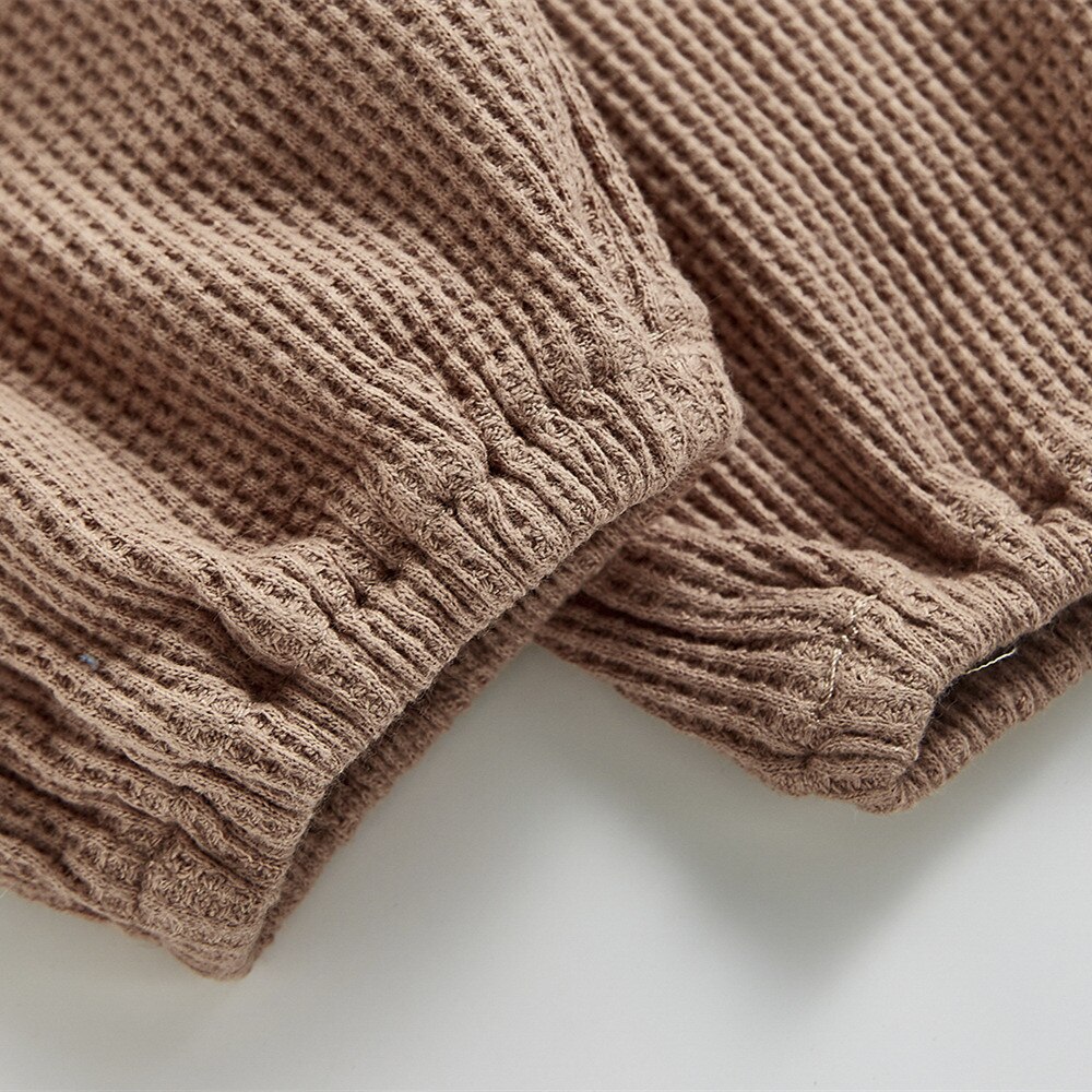 Baby Casual Broek Jongens En Meisjes Wafel Buitenlandse Stijl Peuter Broek Voor Buitenste Dragen Effen Kleur Met Zakken