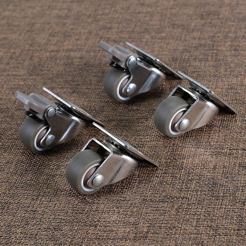 4 Pack 1 inch Low Profile Casters Wheels Soft Rubber Swivel Caster with 360 Degree Top Plate 100 lb Total Capacity for Set of 4