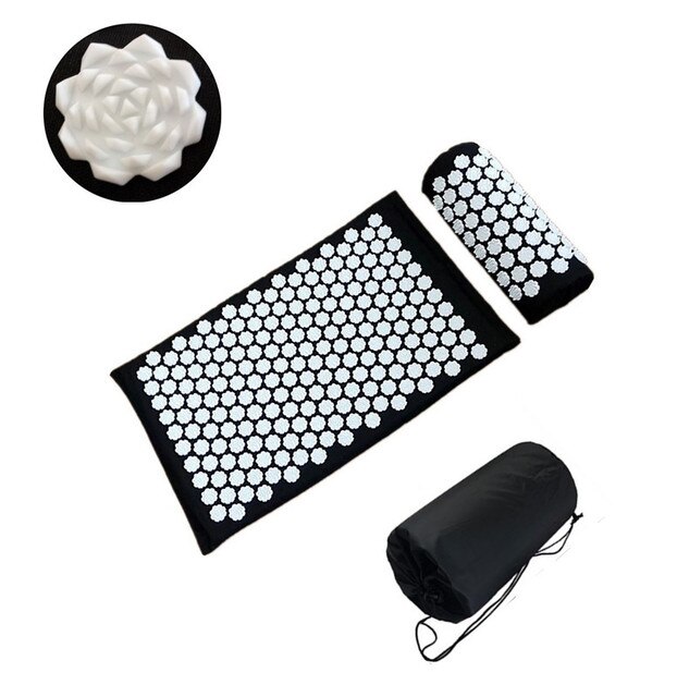 Acupressuur Mat Massager Mat Pijn Verlichten Mat Relief Stress Body Massage Kussen Kussen Met Zak: black
