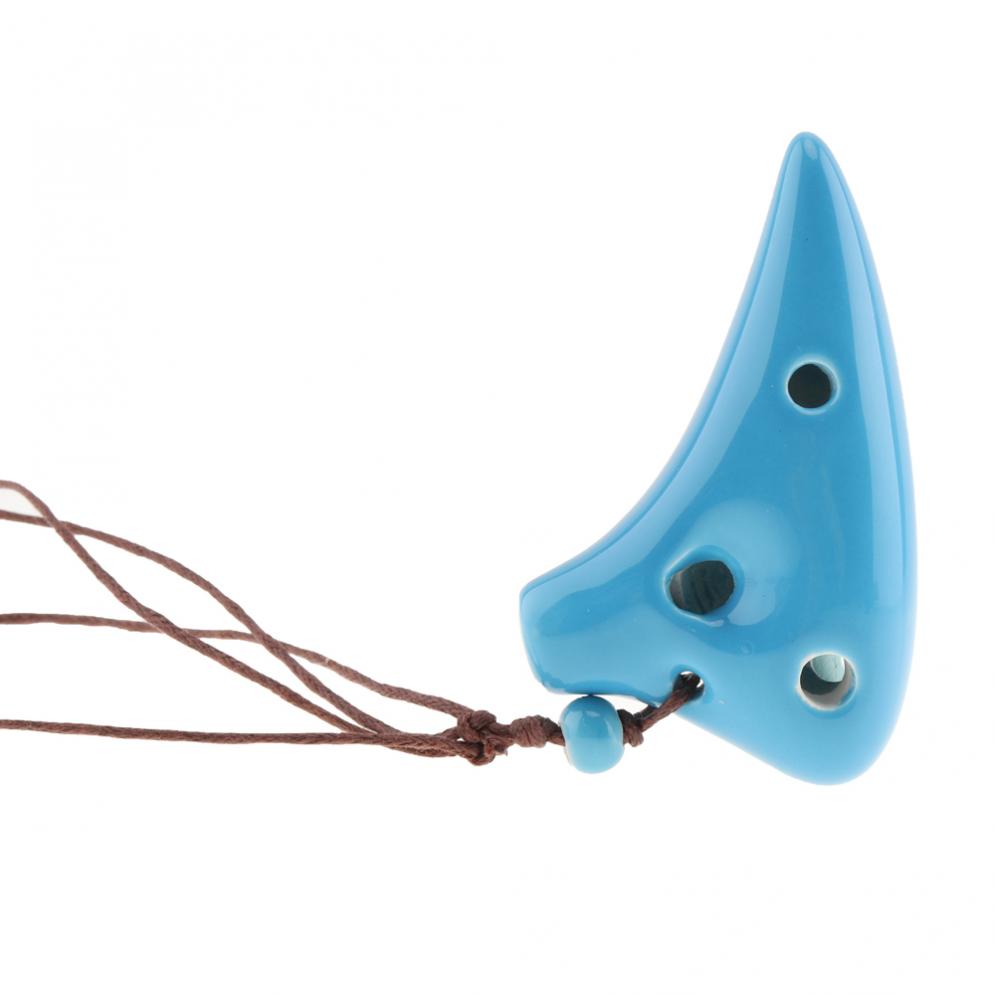 Mini collar de Alto ToneC de 6 agujeros, instrumento de flauta de cerámica Ocarina con cuerda para colgar, 4 colores opcionales