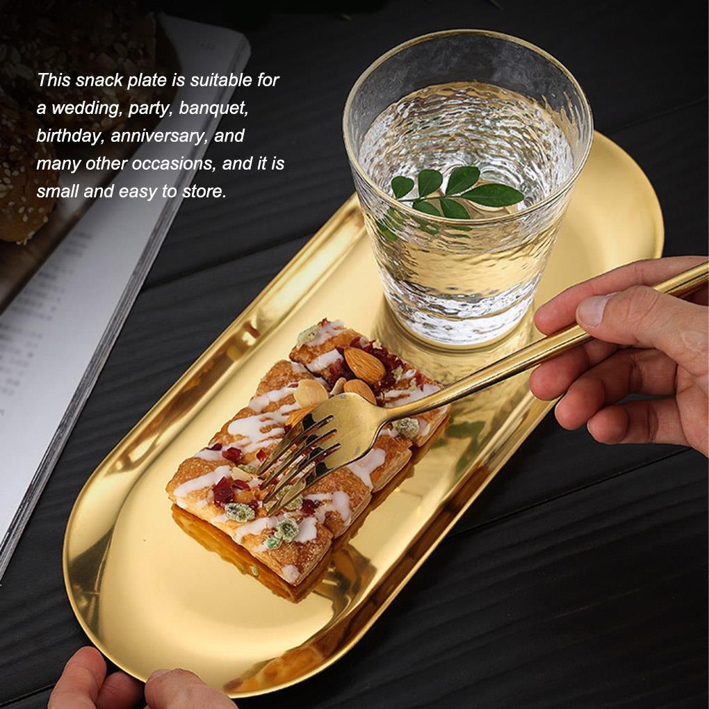 Cake Storage Dining Plate Snack Western Bread Toast Dessert Tray Home Stainless Steel Dish Ring for Party Banquet