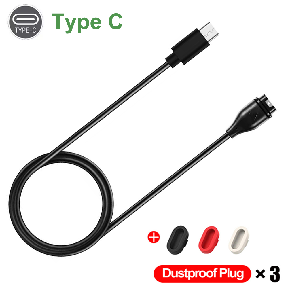 1 Meter USB Typ C Ladekabel für Garmin Fenix 7 7S 7X 6 6S 6X 5 5S 5X Vivoactive 3 4S Venu 2 2S 3 3S mit staubdichtem Stecker: Aprikose