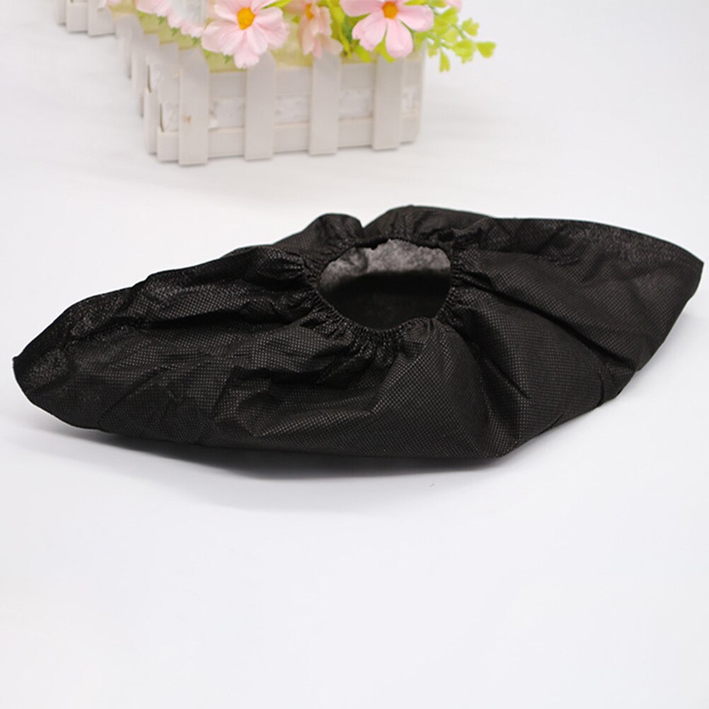 Cubierta de zapato desechable no tejida, 100 piezas, negra, gruesa, no tejida, antideslizante: Default Title