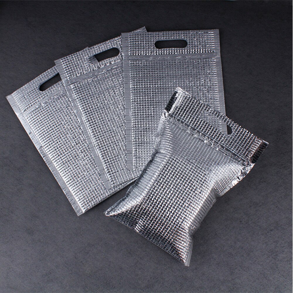 10PCS Tote Fast Food Bag Zipper Self-styled Food Bag Aluminum Foil Insulation Bag Disposable Fast Food Freezer Bags Thickening F