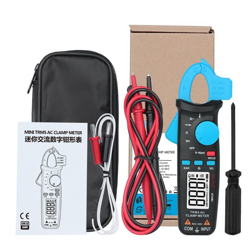 Voltage Clamp Meter Pocket Digital Clamp Meter Multimeter ACM91 DC AC Current Accurate 1mA Ammeter Temp Tester#