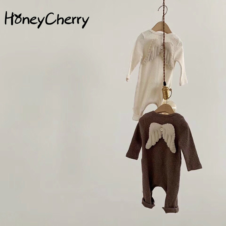Herfst baby jongens romper baby engelenvleugel kruipkleding baby katoenen lange mouw jumpsuit peuter meisje romper