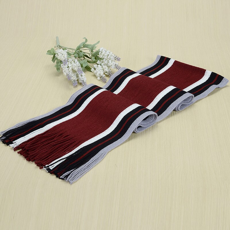 Écharpe rayée en coton pour hommes, écharpe de styliste, châle tricoté, de pour femmes et hommes, écharpe rayée avec glands, en cachemire: Rouge