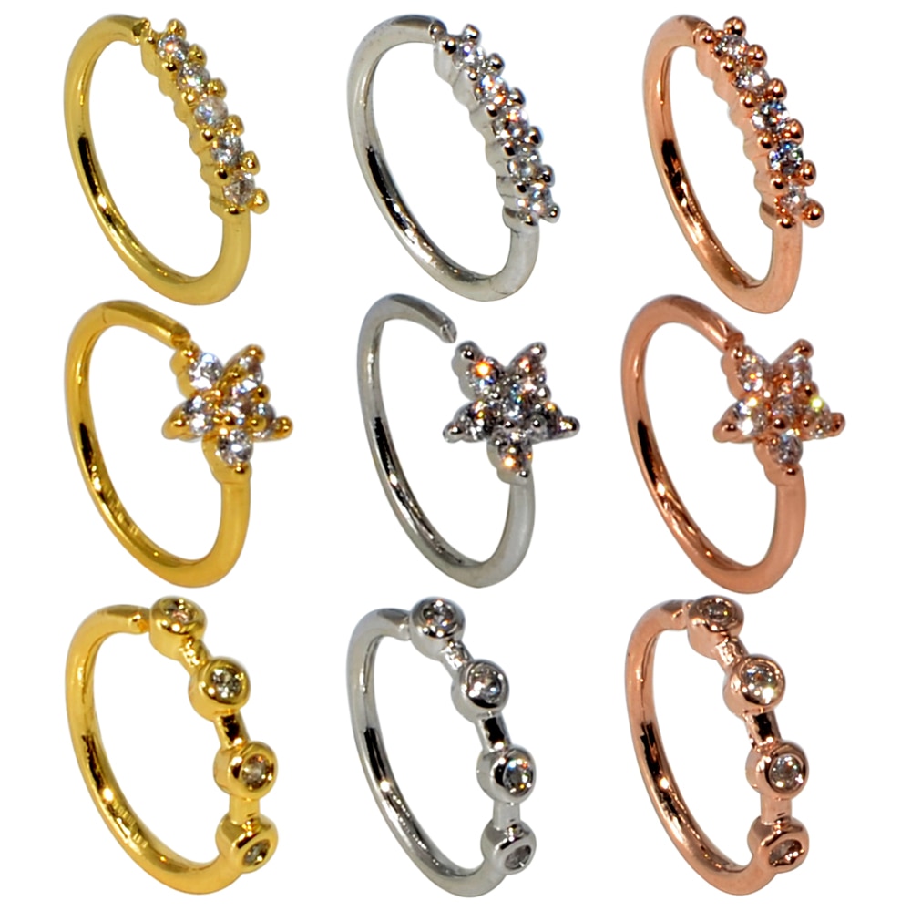 3 pièces Piercing nez bijoux de corps Cz nez cerceau narine zircone nez anneau minuscule fleur hélice Cartilage Piercing bijoux 20G