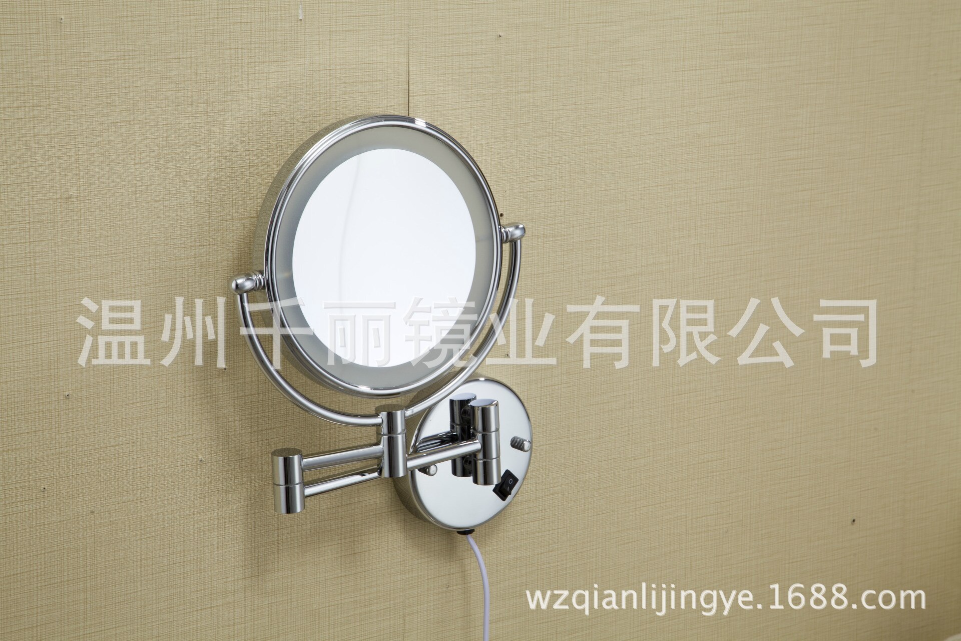 Factory direct copper mirror with LED wall mounted mirror round with rechargeable mirror