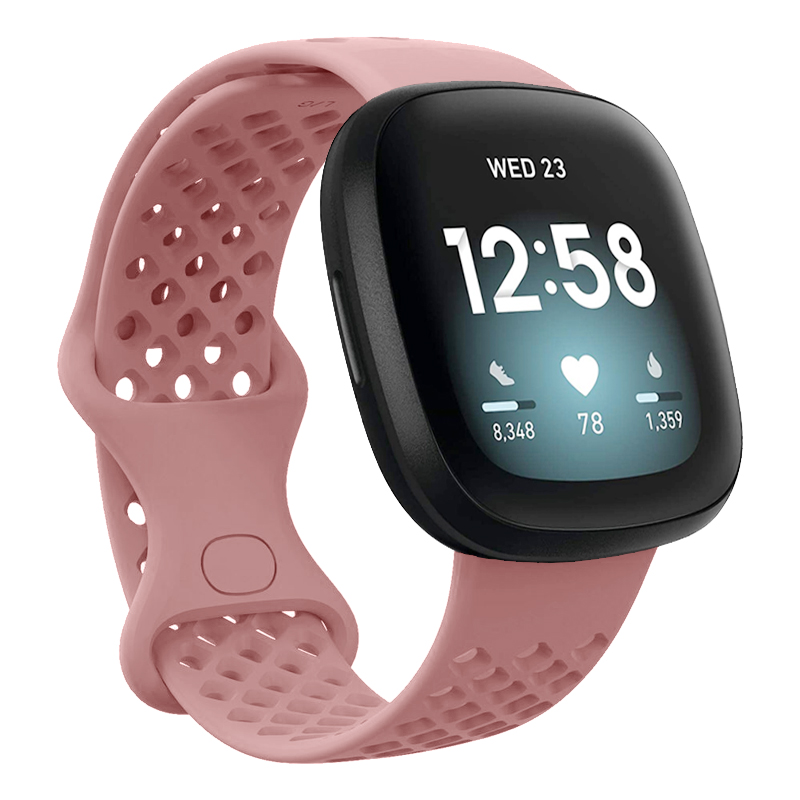 Sport Watch Band for Fitbit Versa 3 Strap Soft Breathable Silicone Bracelet Wristband for Fitbit Sense Accessories Women Men S L: Light Pink / S(5.5-6.7inch)