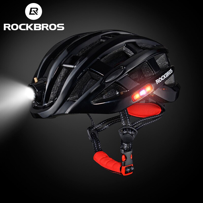 ROCKBROS Fahrrad Licht Helm Wasserdichte Fahrrad Helm USB Ladung Radfahren Helm Intergrally geformten MTB Straße Fahrrad Zubehör: Schwarz