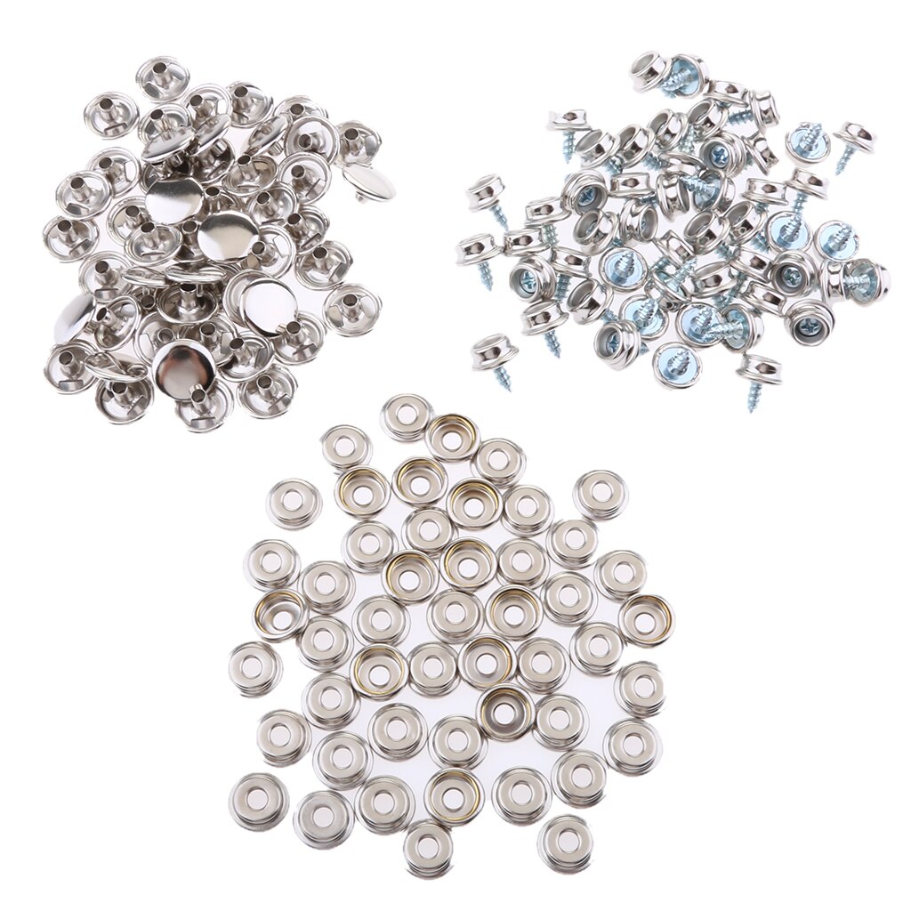 Marine-Grade Stainless Steel 3/8&#39;&#39; Fastener Screw Snaps Kit for Furniture Canvas Fabric Boats